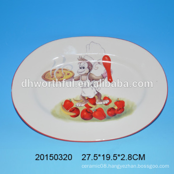 Wholesale cook monkey ceramic oval plate